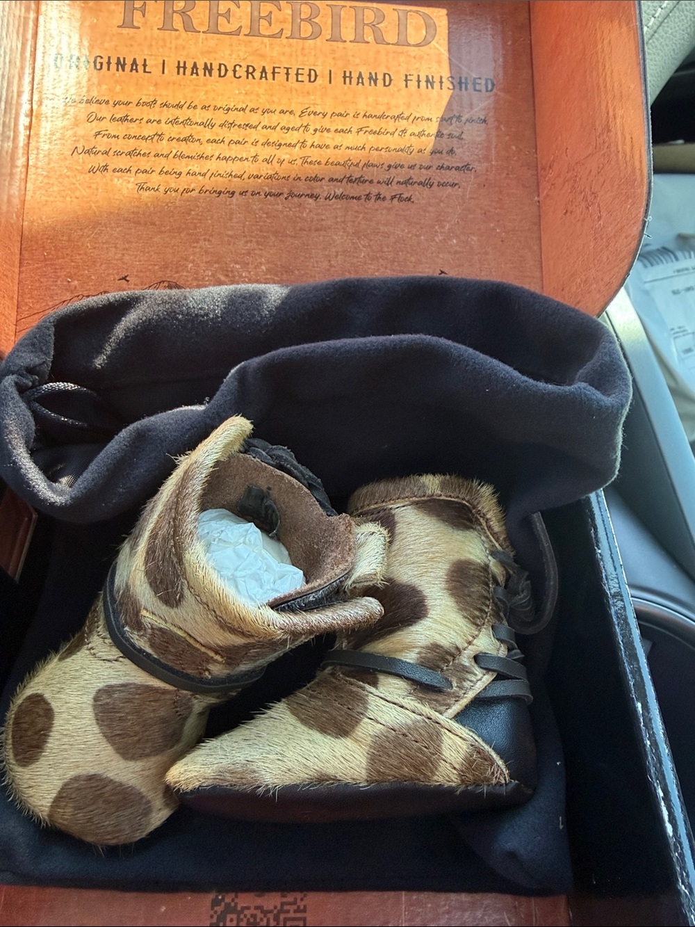 0-3 Months Freebird Leopard Print Booties in Brown and Tan
